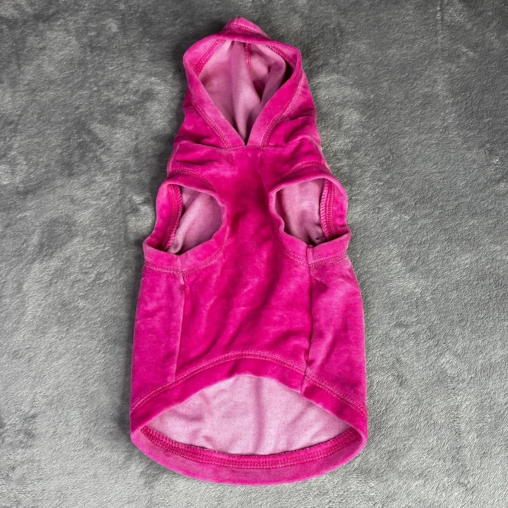 Lulupink Pet Hoodie Dog Vest Sz M Pink Velour Rhinestone Crown Y2K Glam Princess